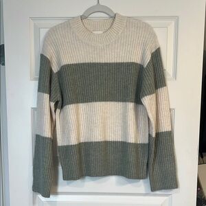 H&M Striped Ribbed Sweater in Cream and Green